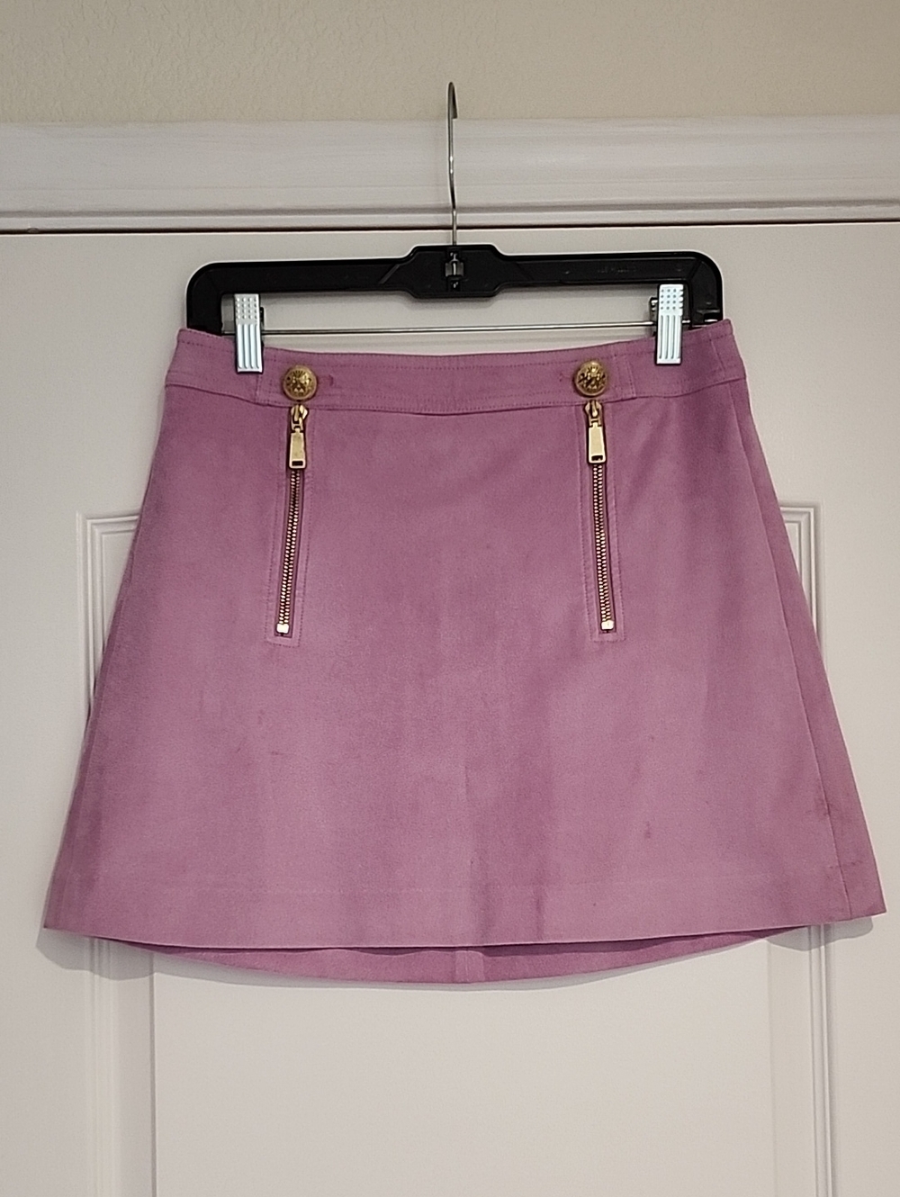 Express Lavender Mini Skirt with Gold Zipper Details
